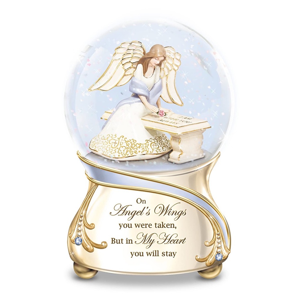 Bradford exchange Angel musical memorial Snow Globe  Gold Accents